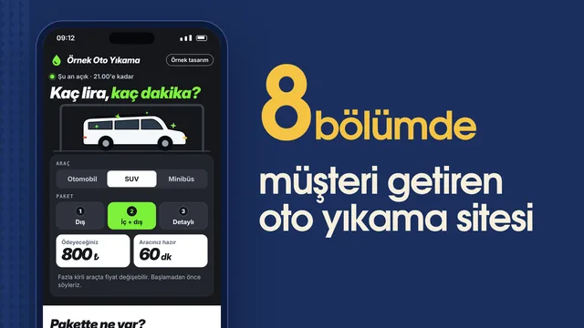 Oto yıkama web sitesi örneği